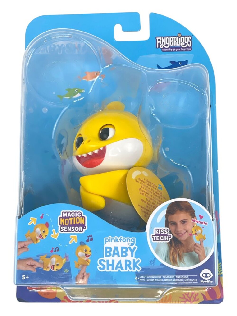 Pinkfong Baby Shark Fingerlings Kids Toy Interactive Yellow Shark Motion Musical